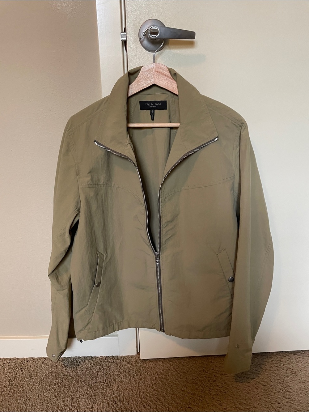 rag & bone Grant Men's Olive Water resistant Lightweight Zip Jacket